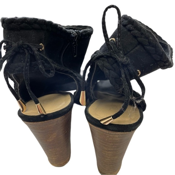 Cato Black Open Toe Wedge Ankle Boot - 10W - Picture 2 of 9